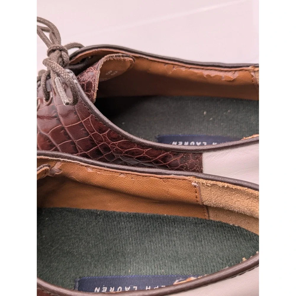 Polo Golf Ralph Lauren Golf Shoes Mens 8 Brown White Leather WA4861 Portugal